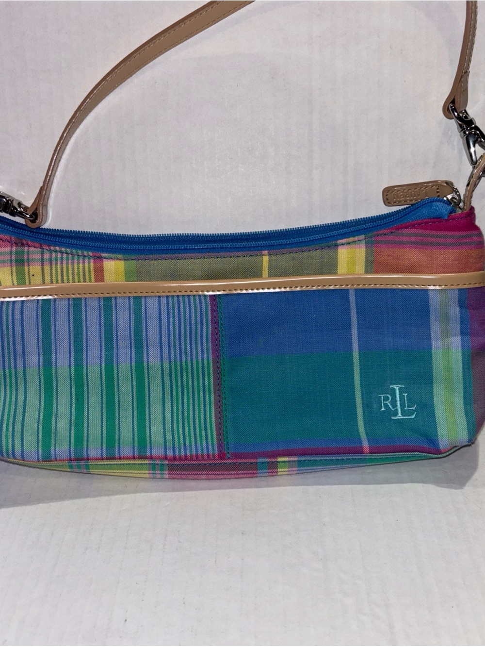 Lauren Ralph Lauren Multicolor Plaid Shoulder Bag in Blue, Green, Pink Sumner